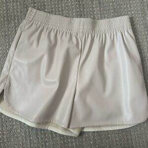 Women's faux leather Cream Shorts
